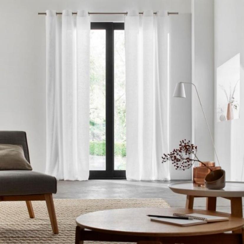 Plain White Linen Curtain — image 1 of 2