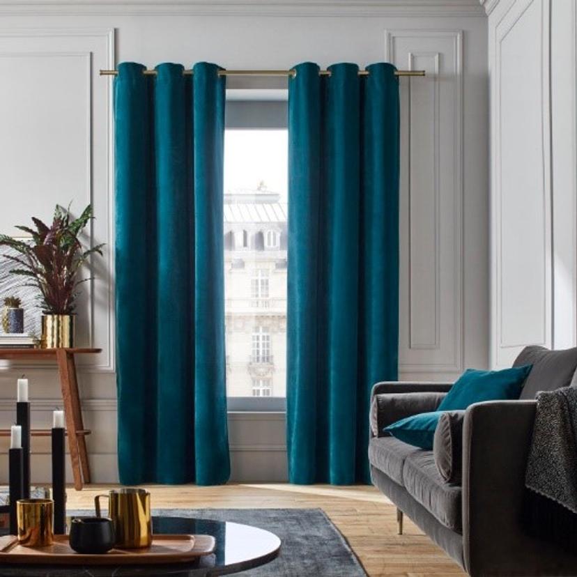 Bright Blue Velvet Curtain — image 1 of 2