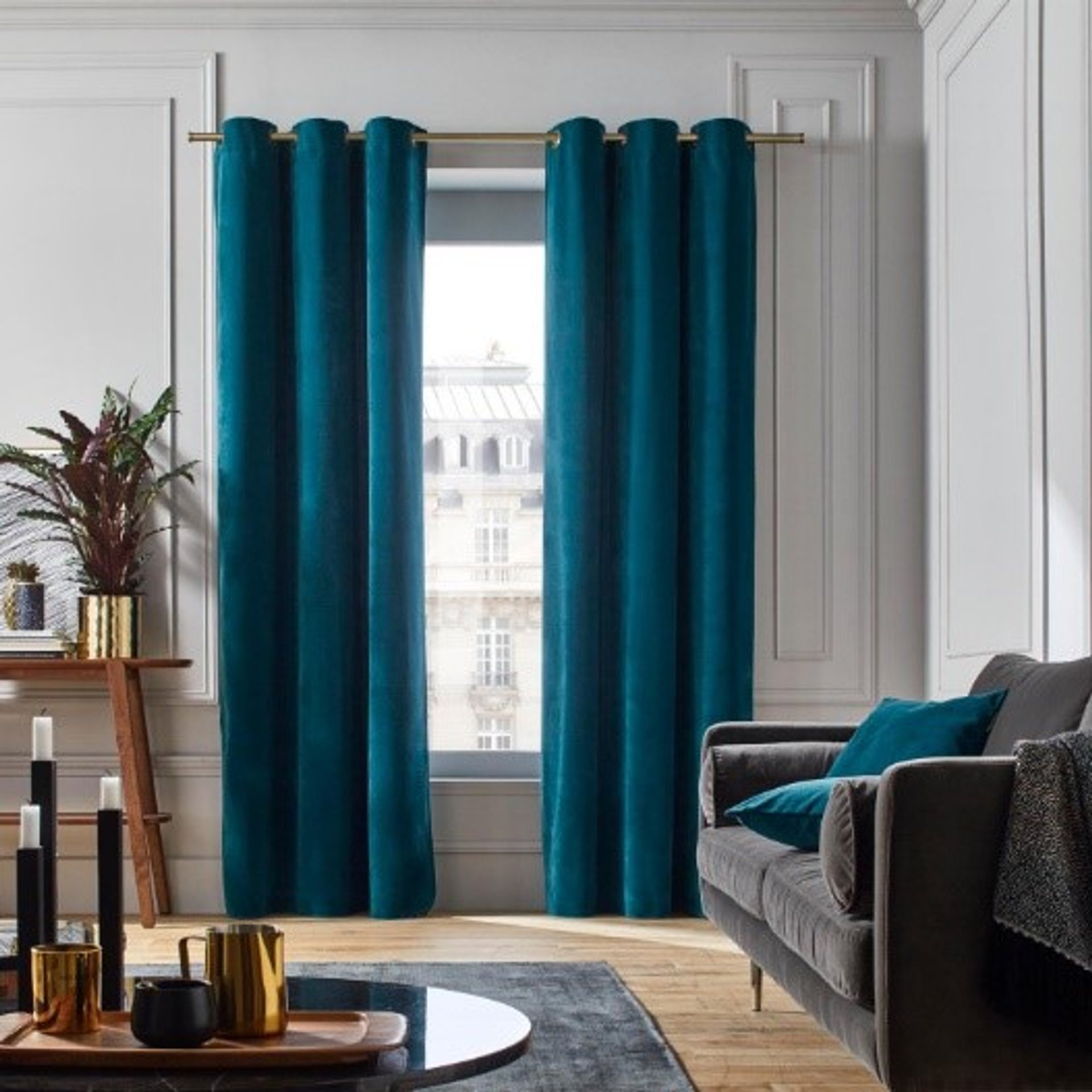 Bright Blue Velvet Curtain