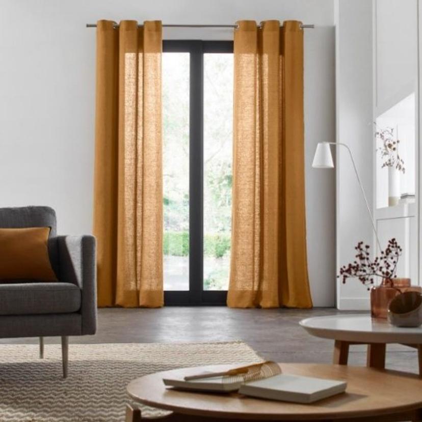 Burnt Orange Linen Curtain — image 1 of 2