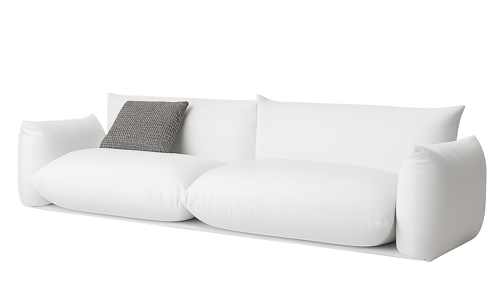White sofa in a large spacious area