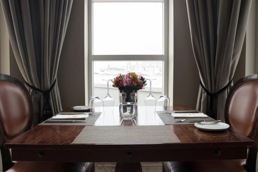 dining table and curtains