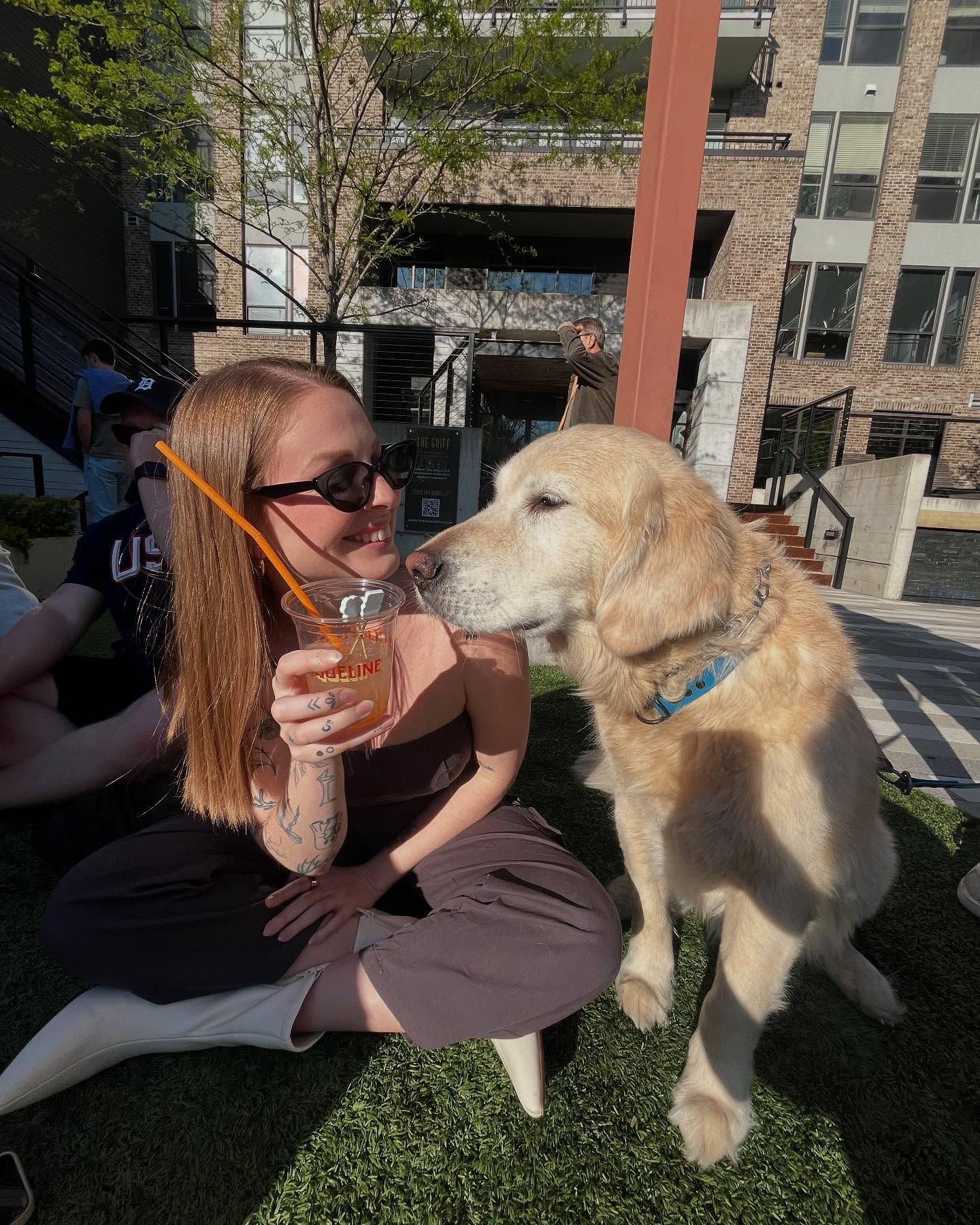 Golden retriever with person