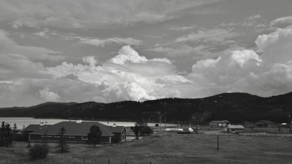 Mountain over a farm