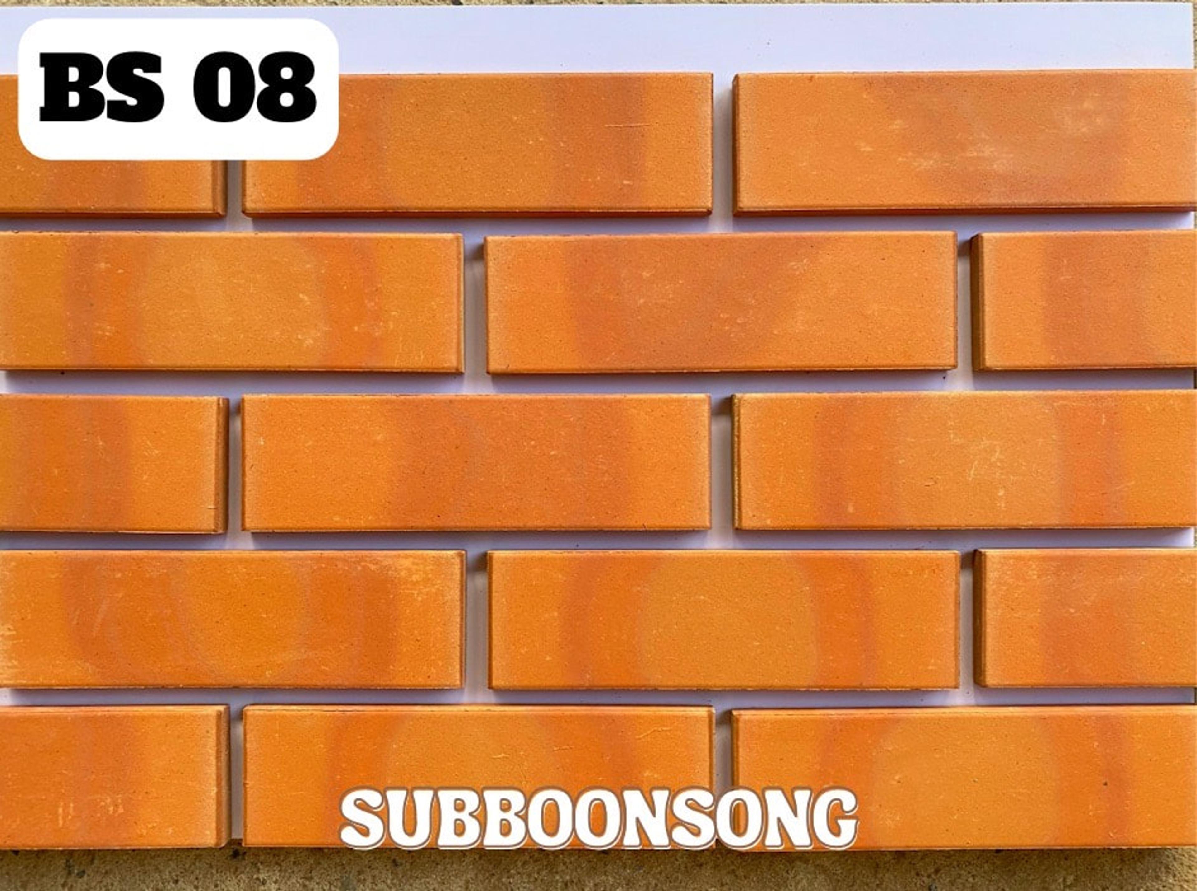 BS 08 อิฐแปะเรียบ ขนาด 6 x 22 ซม. สำหรับตกแต่งผนัง โรงอิฐทรัพย์บุญส่ง