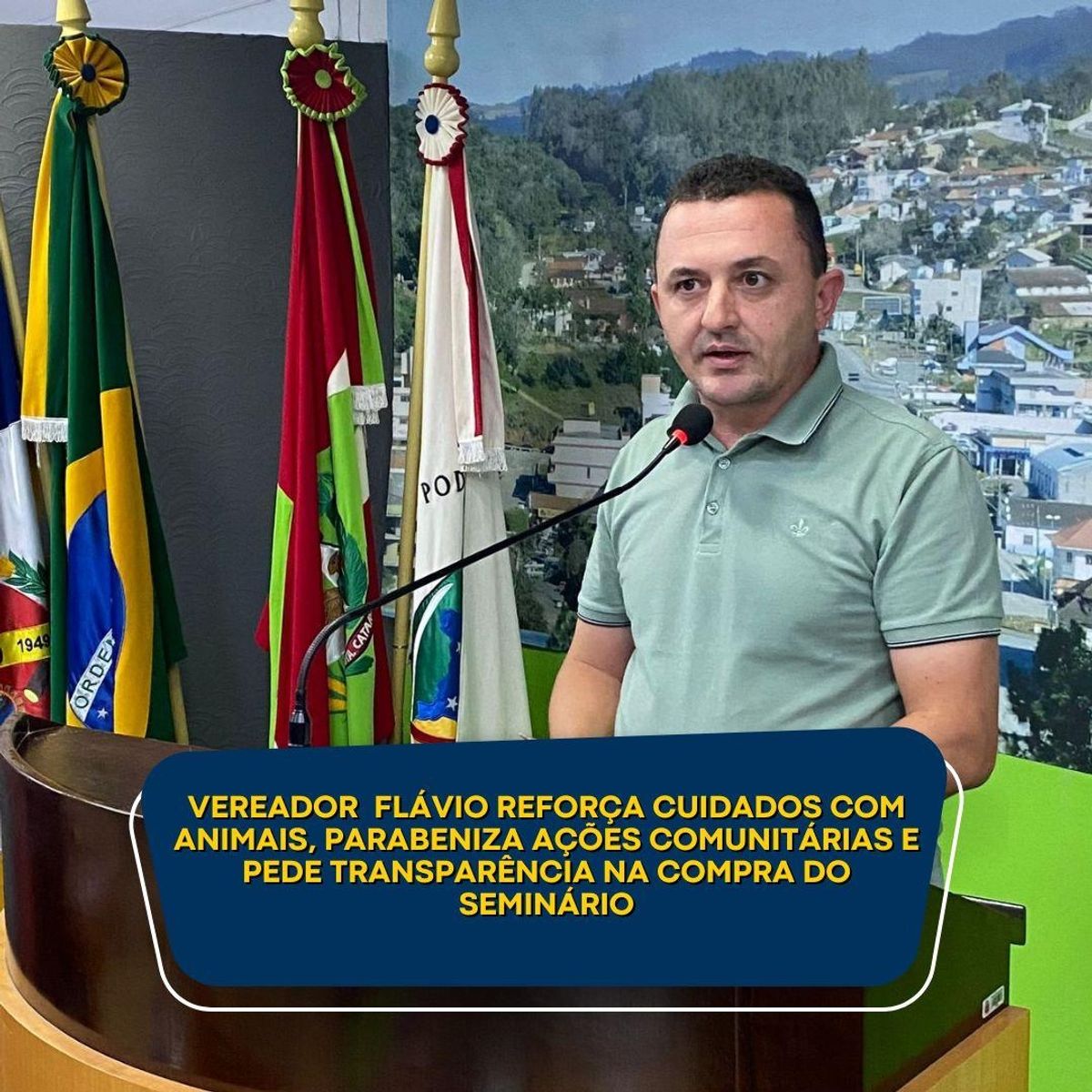 Vereador Flávio Molinari reforça cuidados com animais, parabeniza ações comunitárias e pede transparência