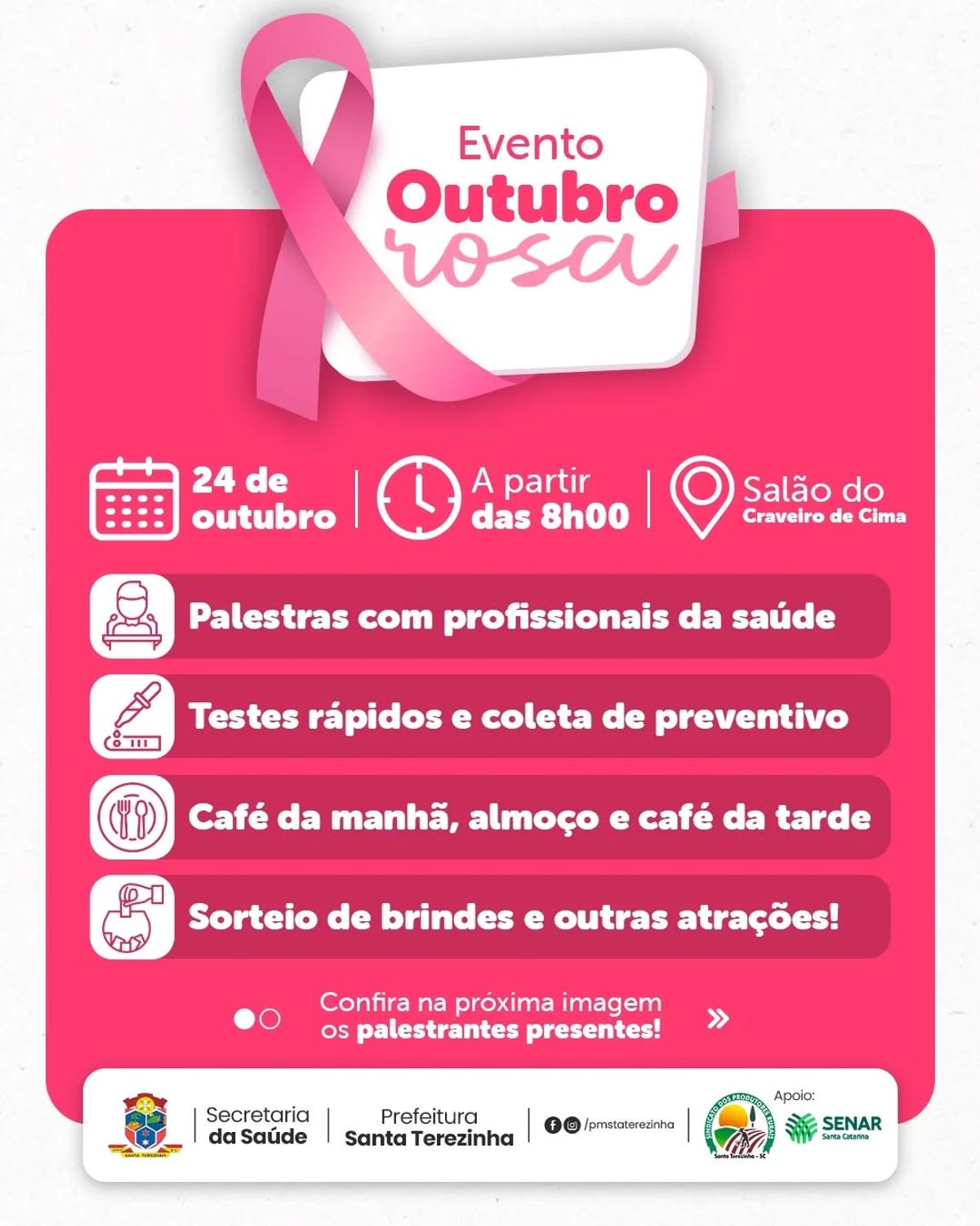 Santa Terezinha realizará evento "Outubro Rosa"