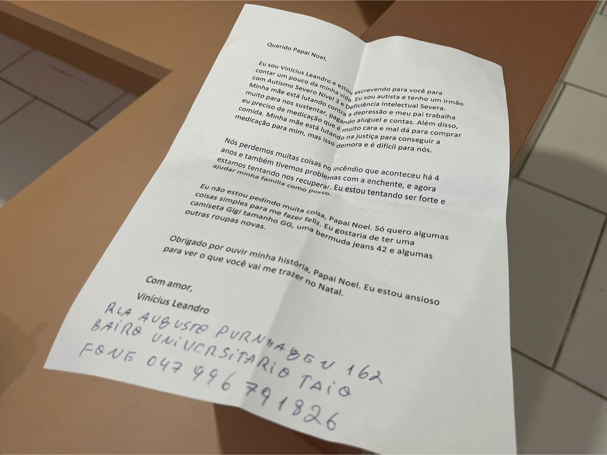 Mãe de jovem taioense deixa carta na RWTV em apelo por ajuda neste Natal