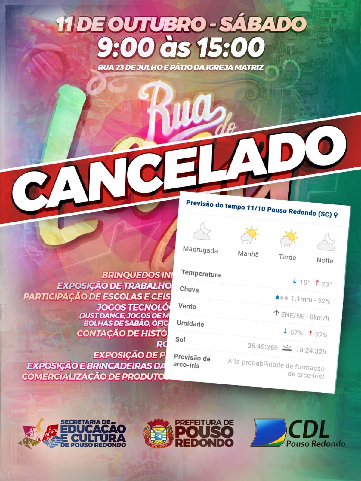 "Rua do Lazer" foi cancelada em Pouso Redondo