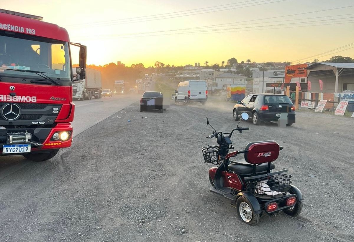 Atropelamento na BR-470 deixa idosa ferida em Pouso Redondo
