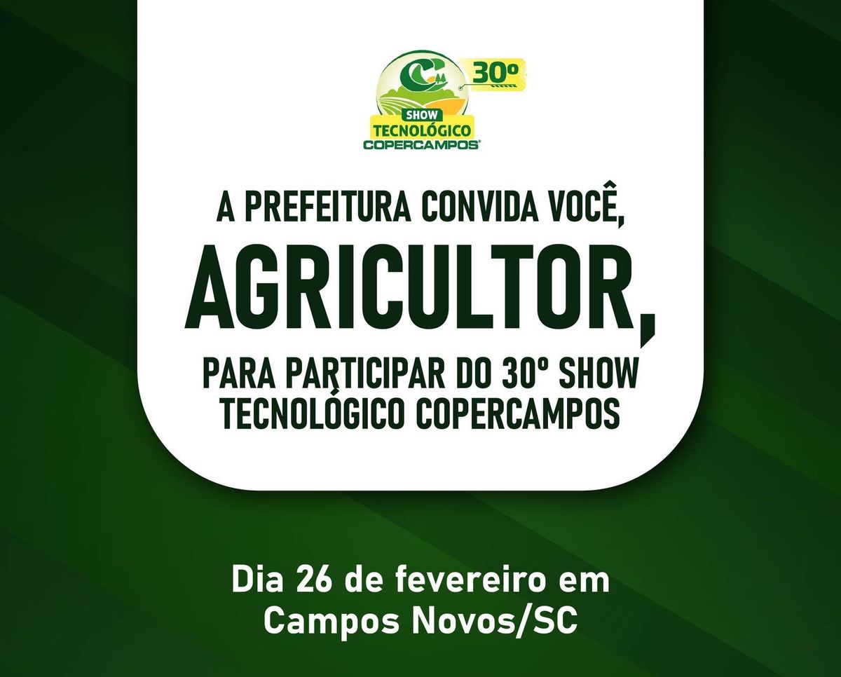 Prefeitura de Trombudo Central disponibiliza ônibus gratuito para o 30º Show Tecnológico Copercampos