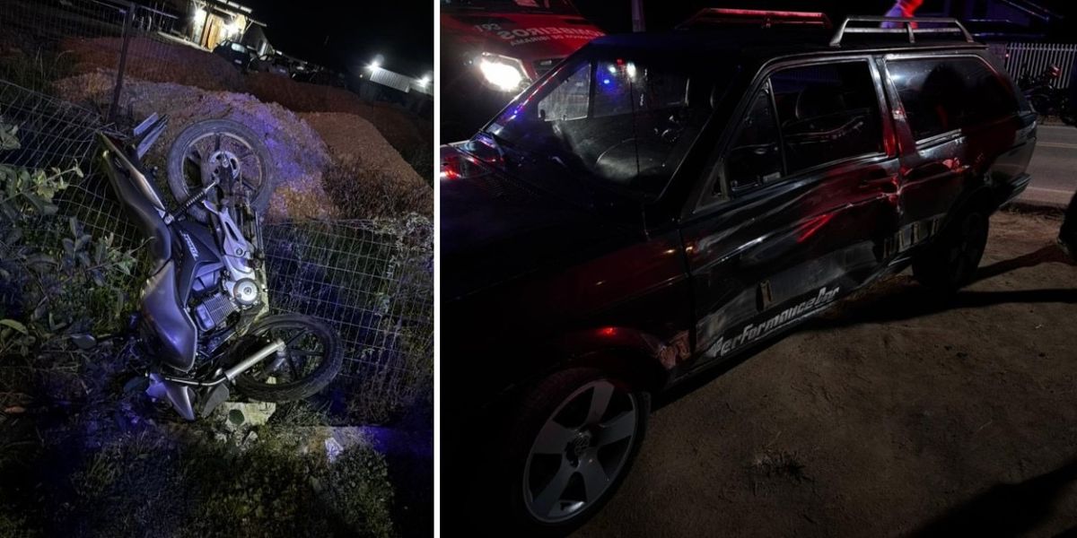 Jovem fica gravemente ferido em colisão entre moto e carro em José Boiteux