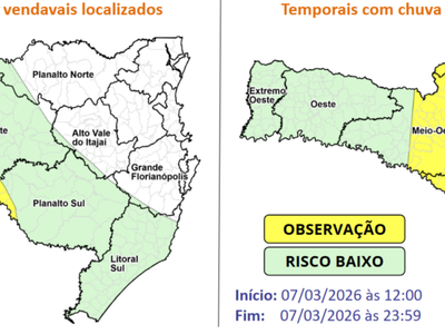 Temporais voltam a atingir Santa Catarina no fim de semana