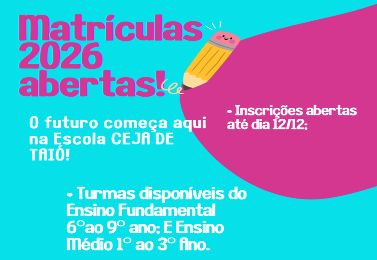CEJA de Taió encerra matrículas para 2026 nesta sexta-feira (12)