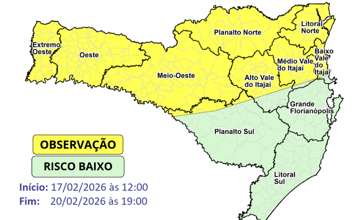 Massa de ar quente mantém temperaturas elevadas em Santa Catarina até sexta-feira