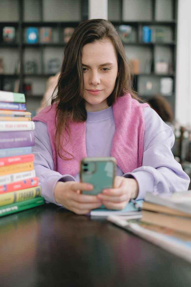 Girl checking emails