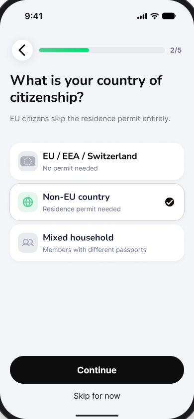 Original Klar What is your country of citizenship? screen