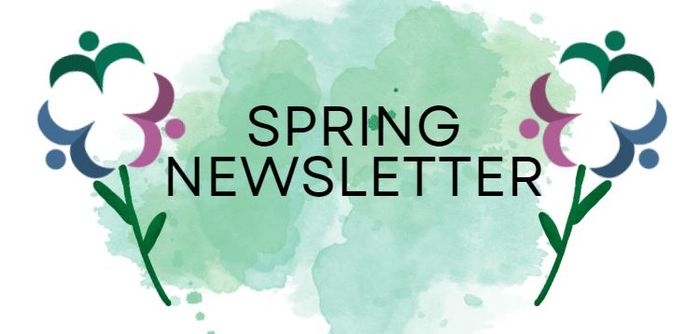 St. Peter's Kitchen's logo as flowers framing the text "Spring newsletter"
