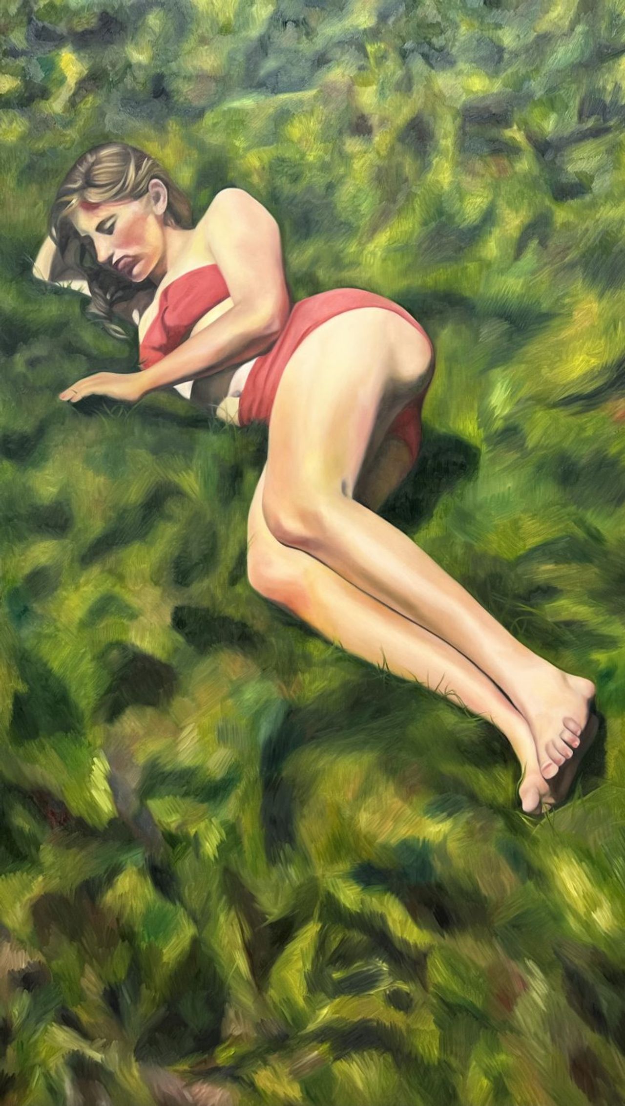Girl on Grass — painting by Emilia Momen