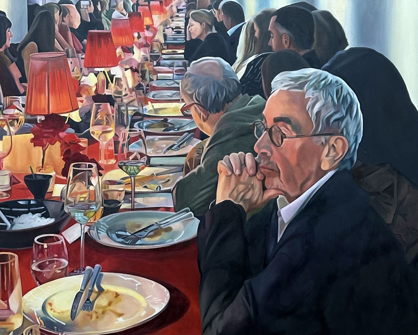 Tracey Emin's White Cube Dinner — painting by Emilia Momen
