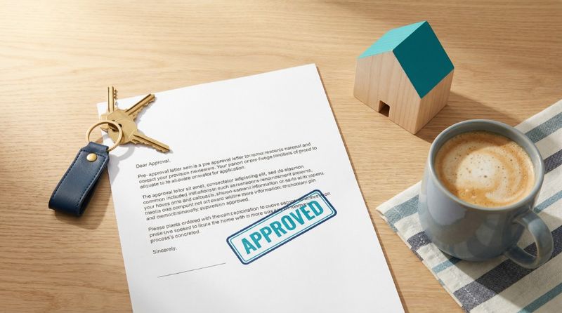 Mortgage pre-approval letter with house keys on desk
