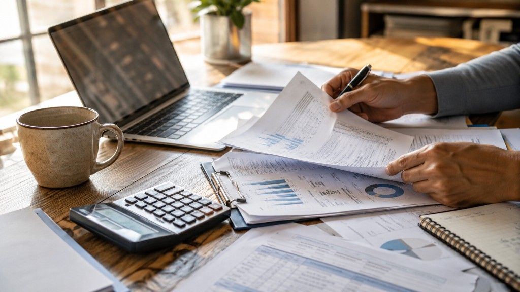 Business owner reviewing financial documents representing non-QM loan qualification for self-employed borrowers