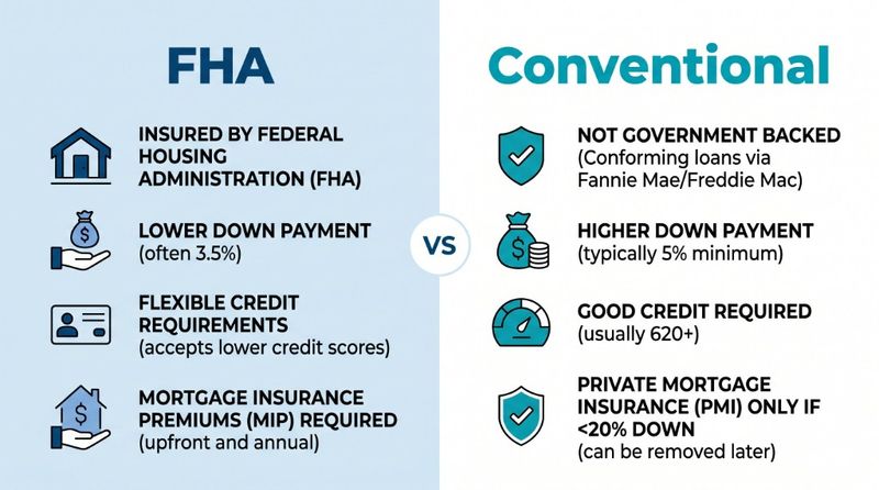 FHA vs Conventional comparison infographic