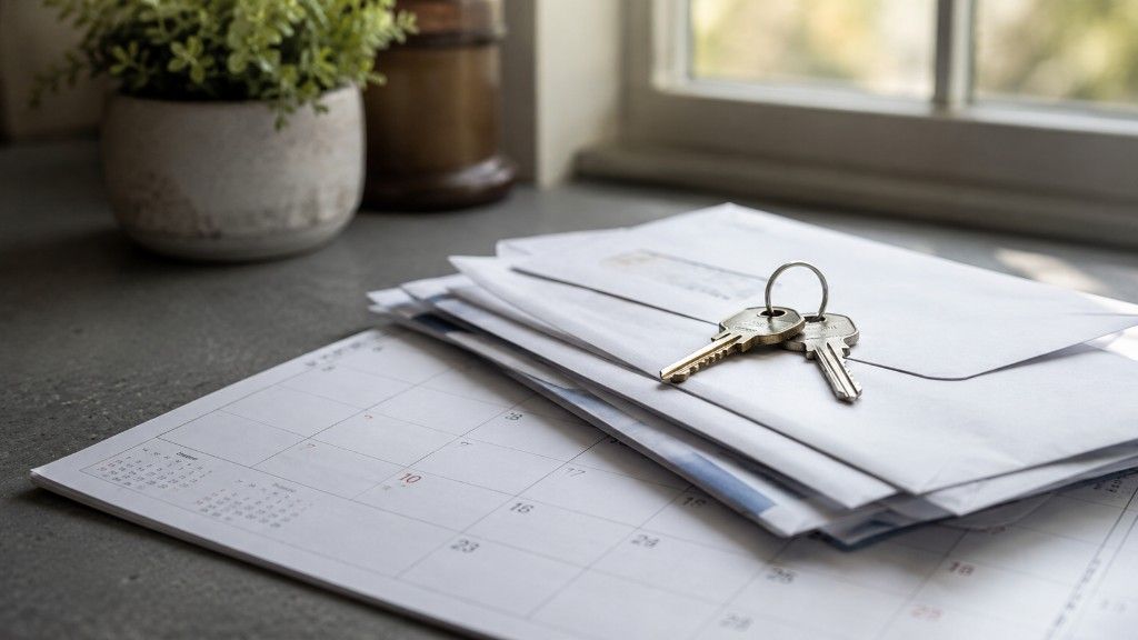 House keys and calendar representing the decision of whether to buy a home now or wait