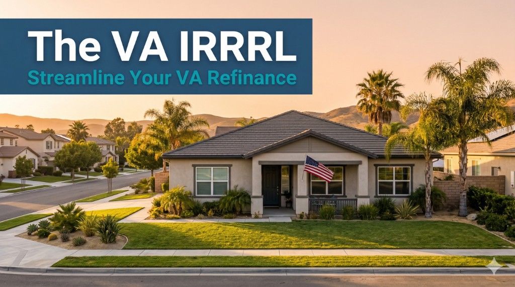 American flag with house keys and mortgage documents representing VA IRRRL refinance for veterans