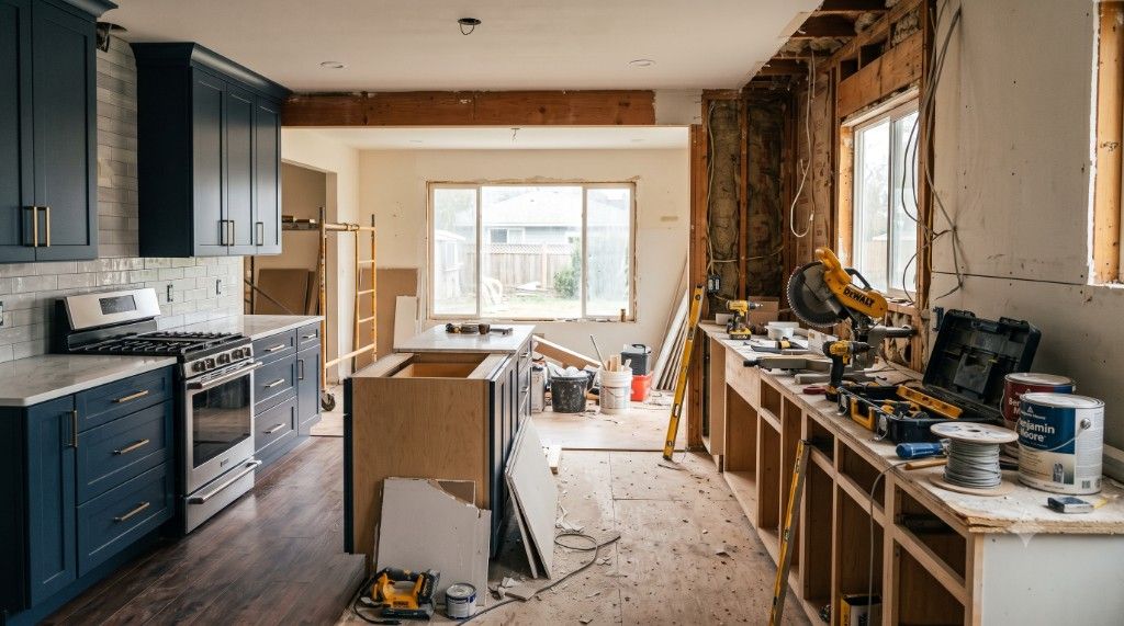 A home kitchen mid-renovation representing renovation loan financing for improvements
