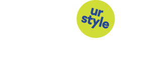 White POP logo with a light green round badge "ur style"