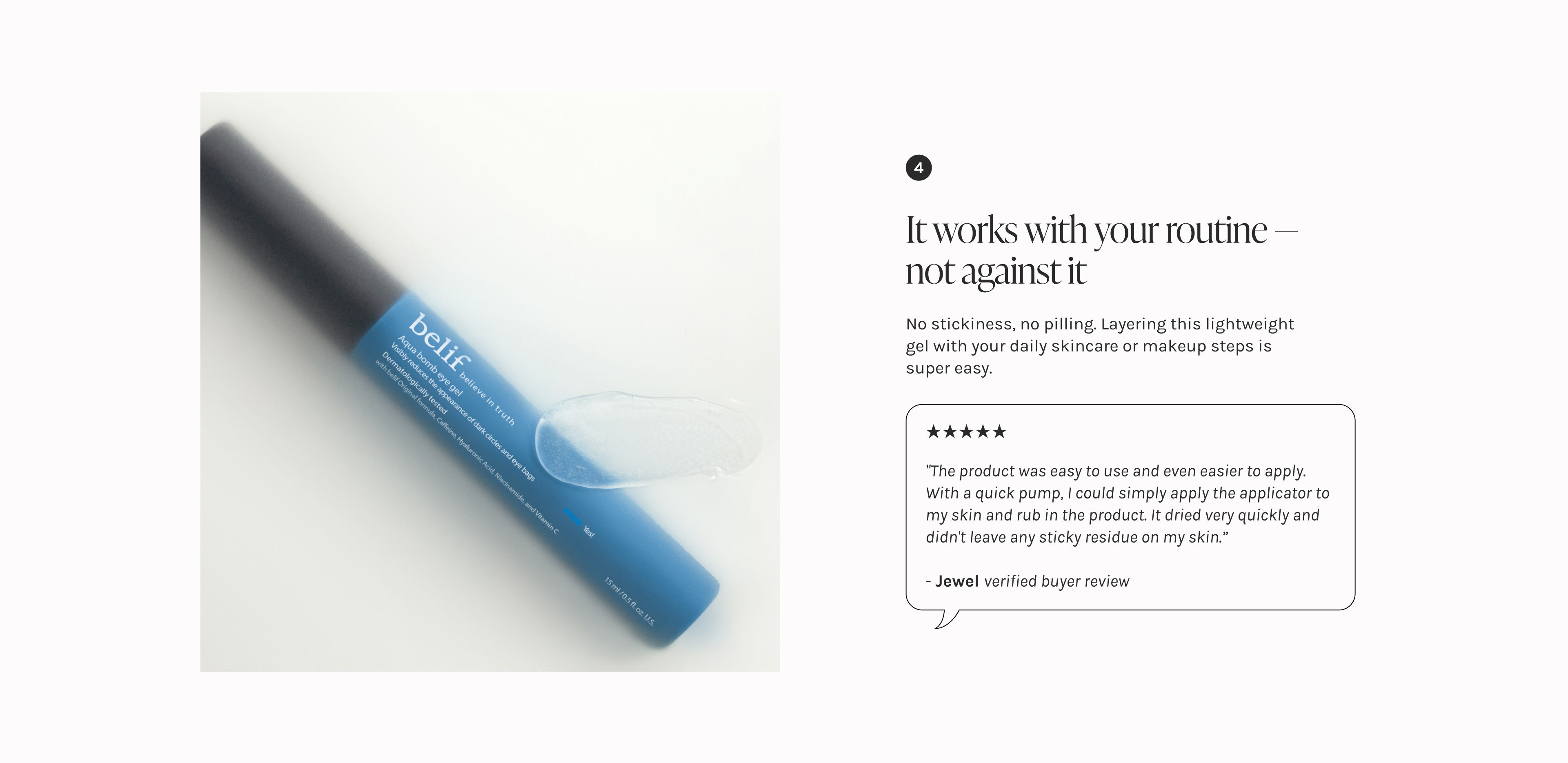 belif Aqua Bomb Eye Gel review reason 4: lightweight gel, layering skincare, skincare routine, makeup prep