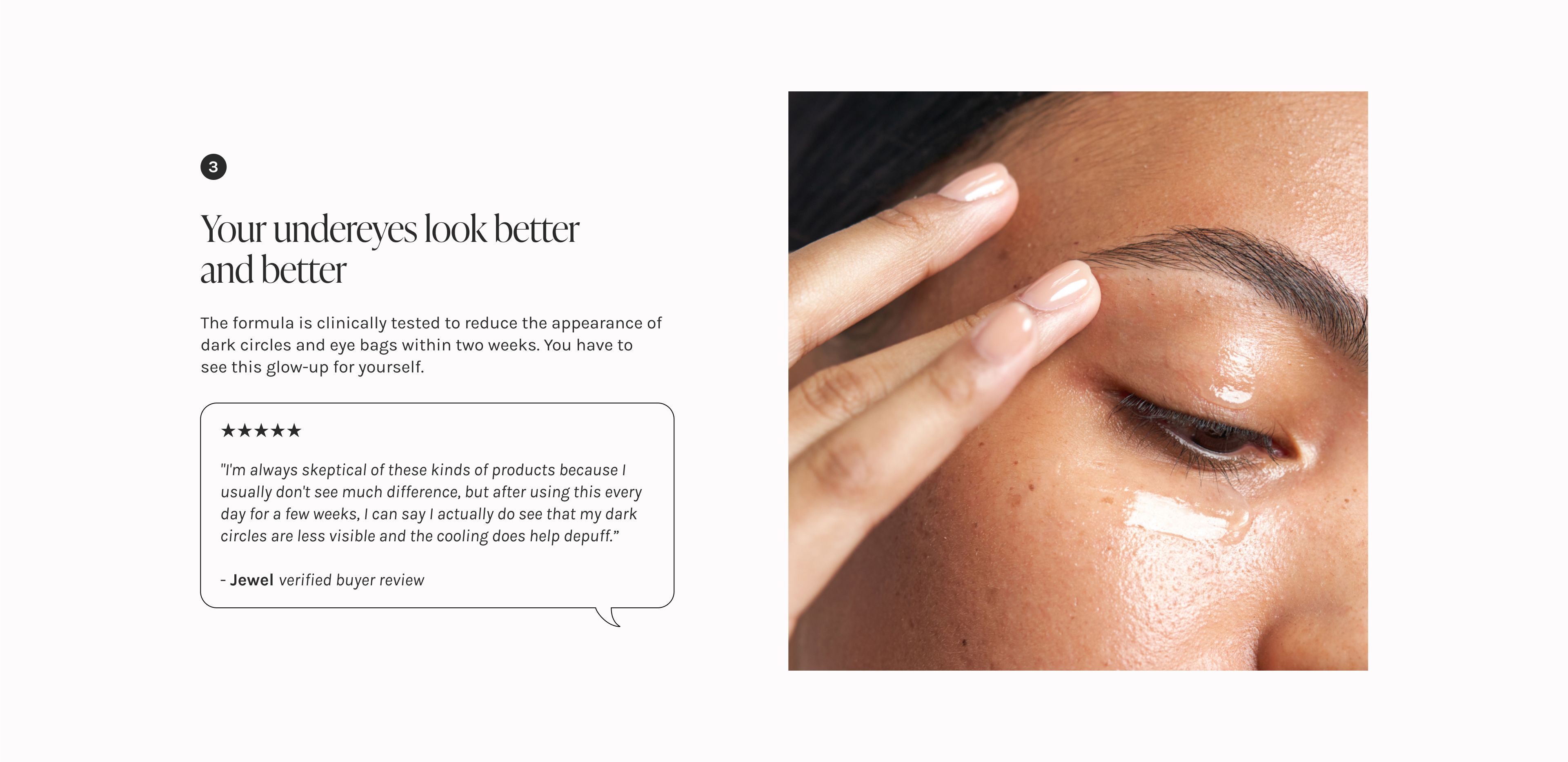 belif Aqua Bomb Eye Gel review reason 3: undereye care, reduce dark circles, reduce eye bags, clinically tested skincare