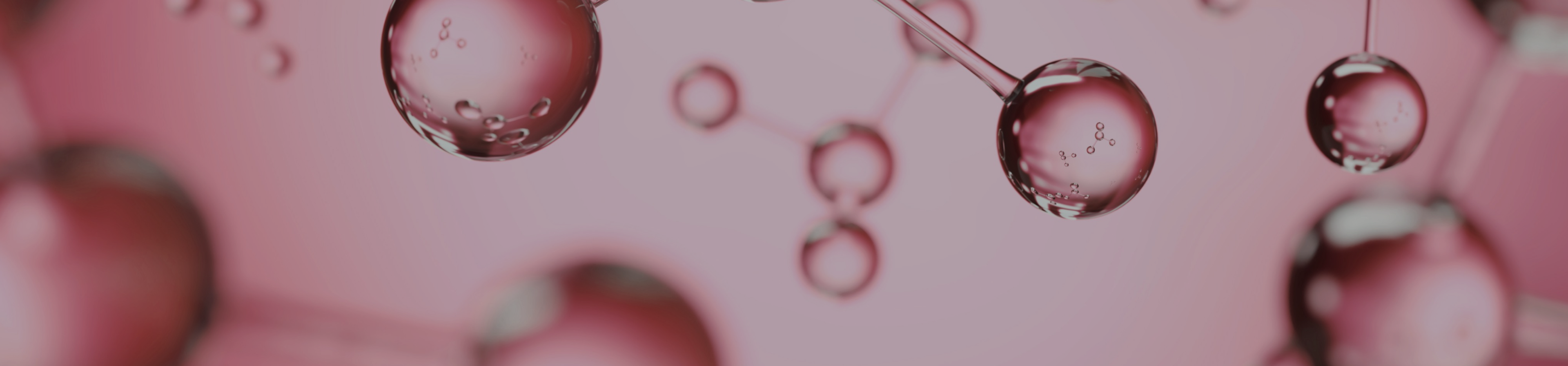An abstract image of atoms and molecules on a red background