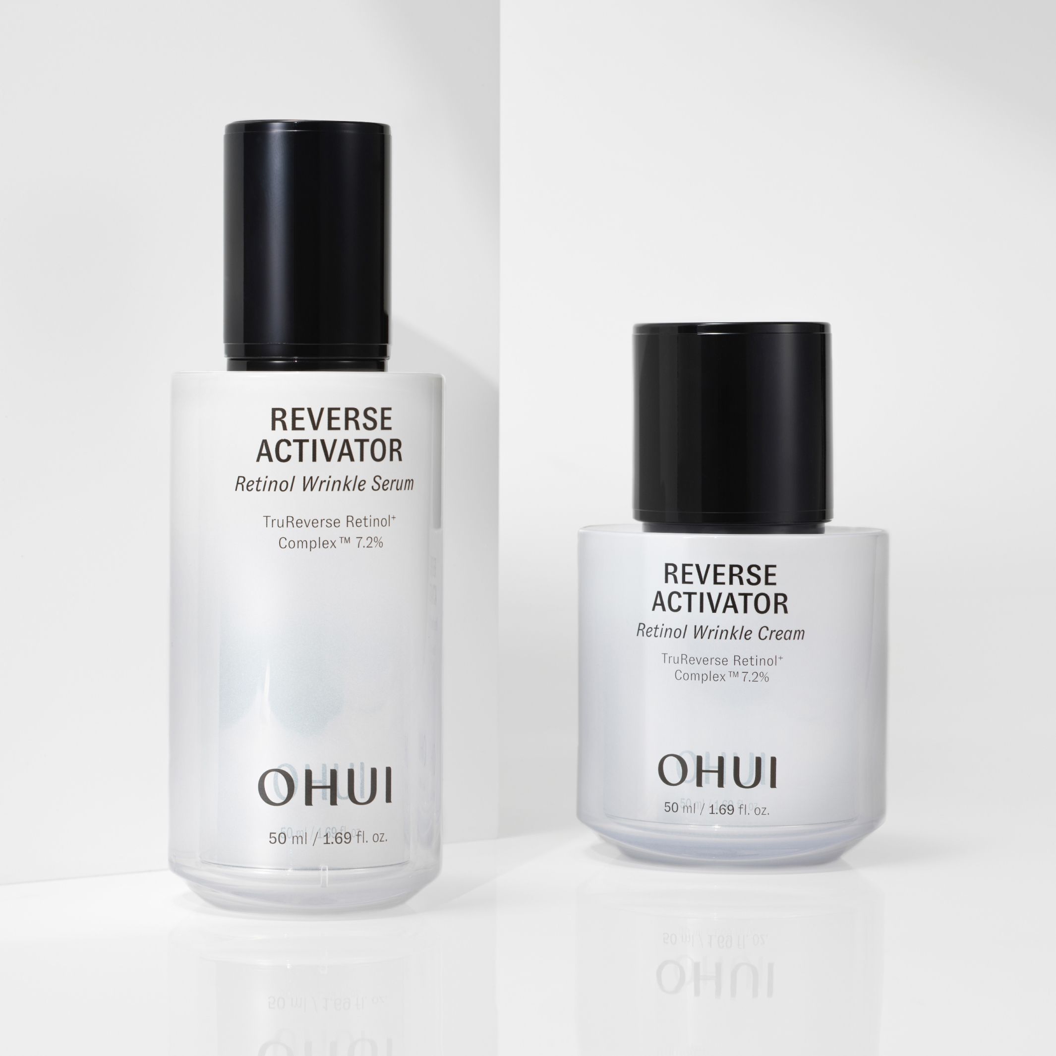 Two products from the OHUI Reverse Activator collection showcased against a white backdrop.