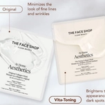 Two "The Face Shop Clean Beauty At Home Aesthetics" collagen masks: 'Original' for fine lines and 'Vita-Toning' for dark spots.