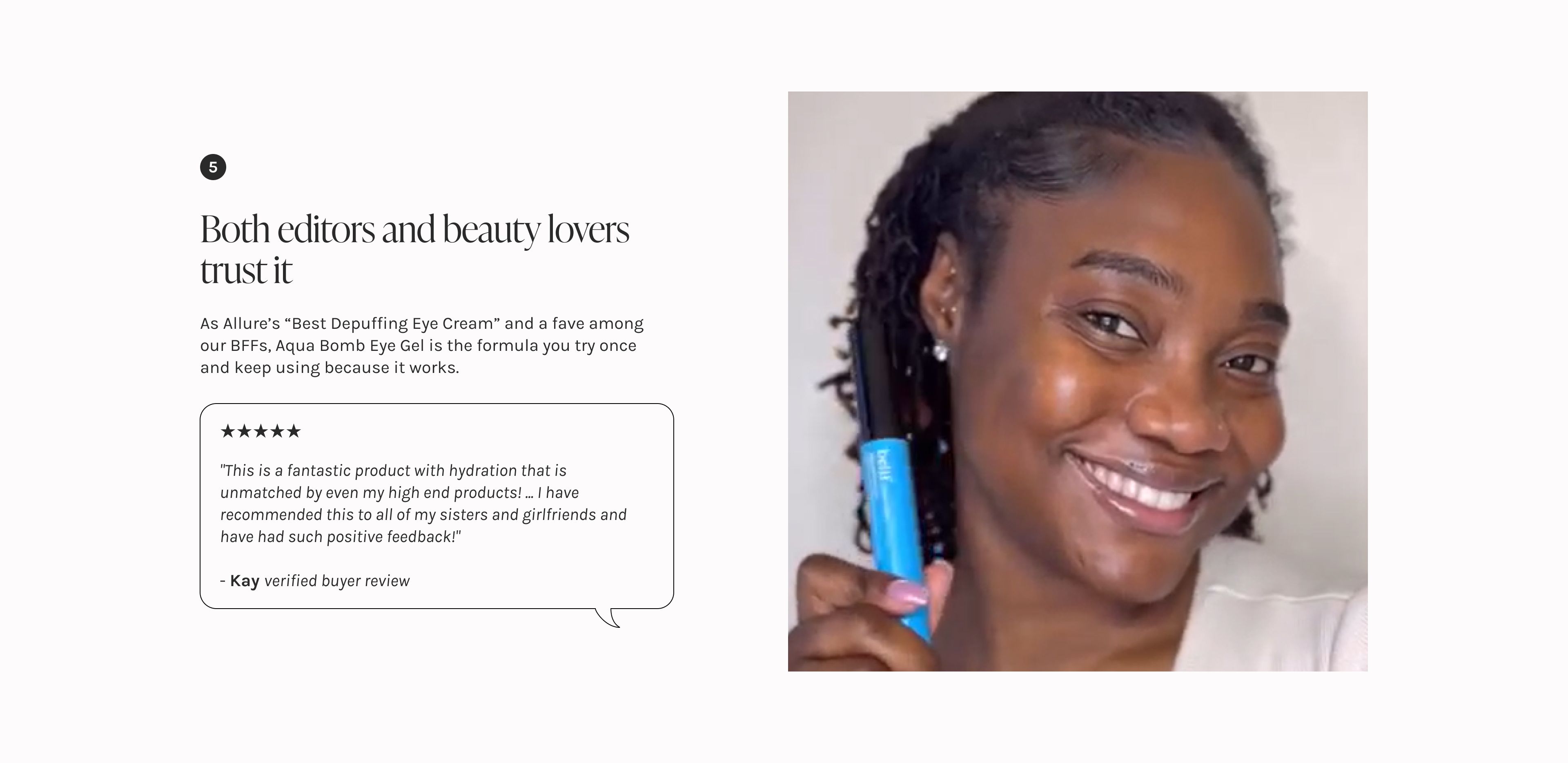 belif Aqua Bomb Eye Gel review reason 5: allure best of beauty, allure best of beauty award winner, allure best depuffing eye cream, award-winning skincare