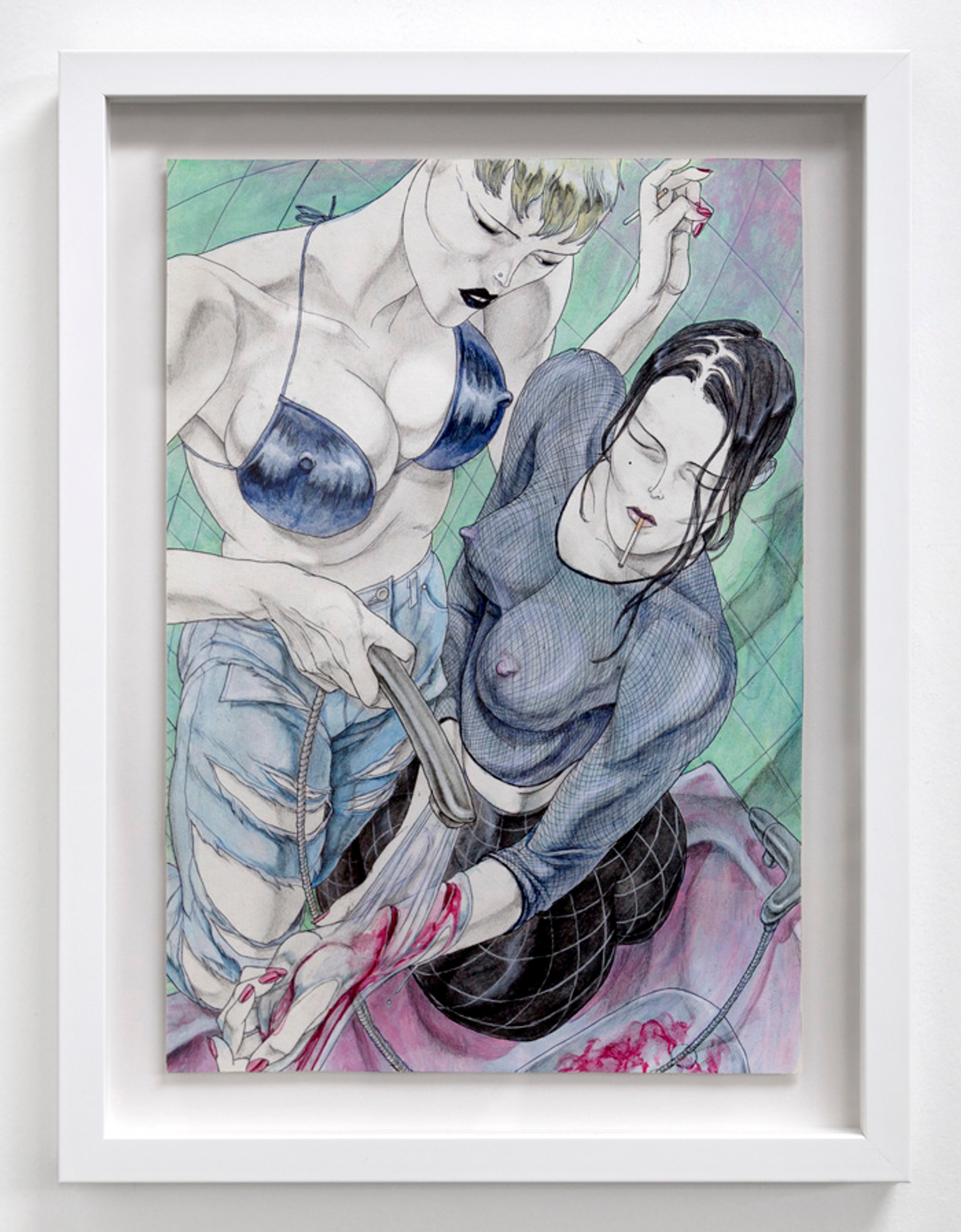 David Rappeneau, Untitled (2014). Acrylic, ballpoint pen, pencil, charcoal pencil on paper. 15.75h x 11w in.