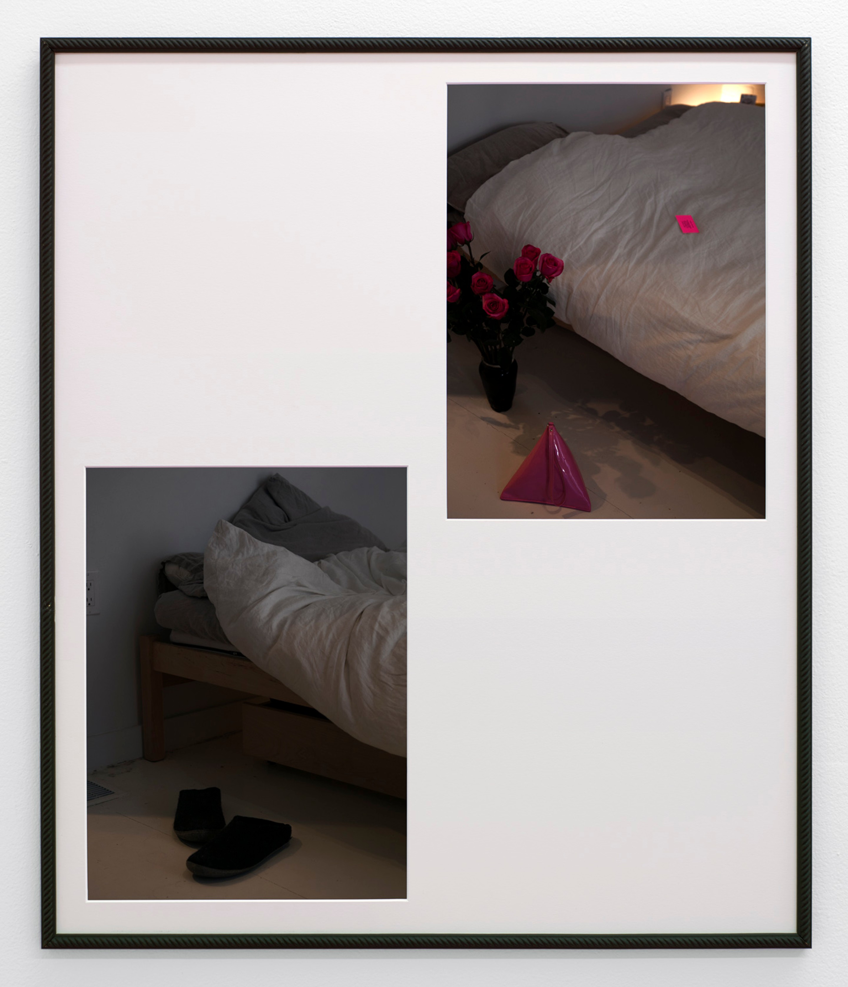 åyr with Stefan Schwartzman

Sam's Bedroom (Pink Roses, Pink Junya Watanabe Triangle Clutch, Queer Thoughts Business Card) (2017)

Archival pigment print, artist's frame. 25.5h x 22.5w inches. Unique