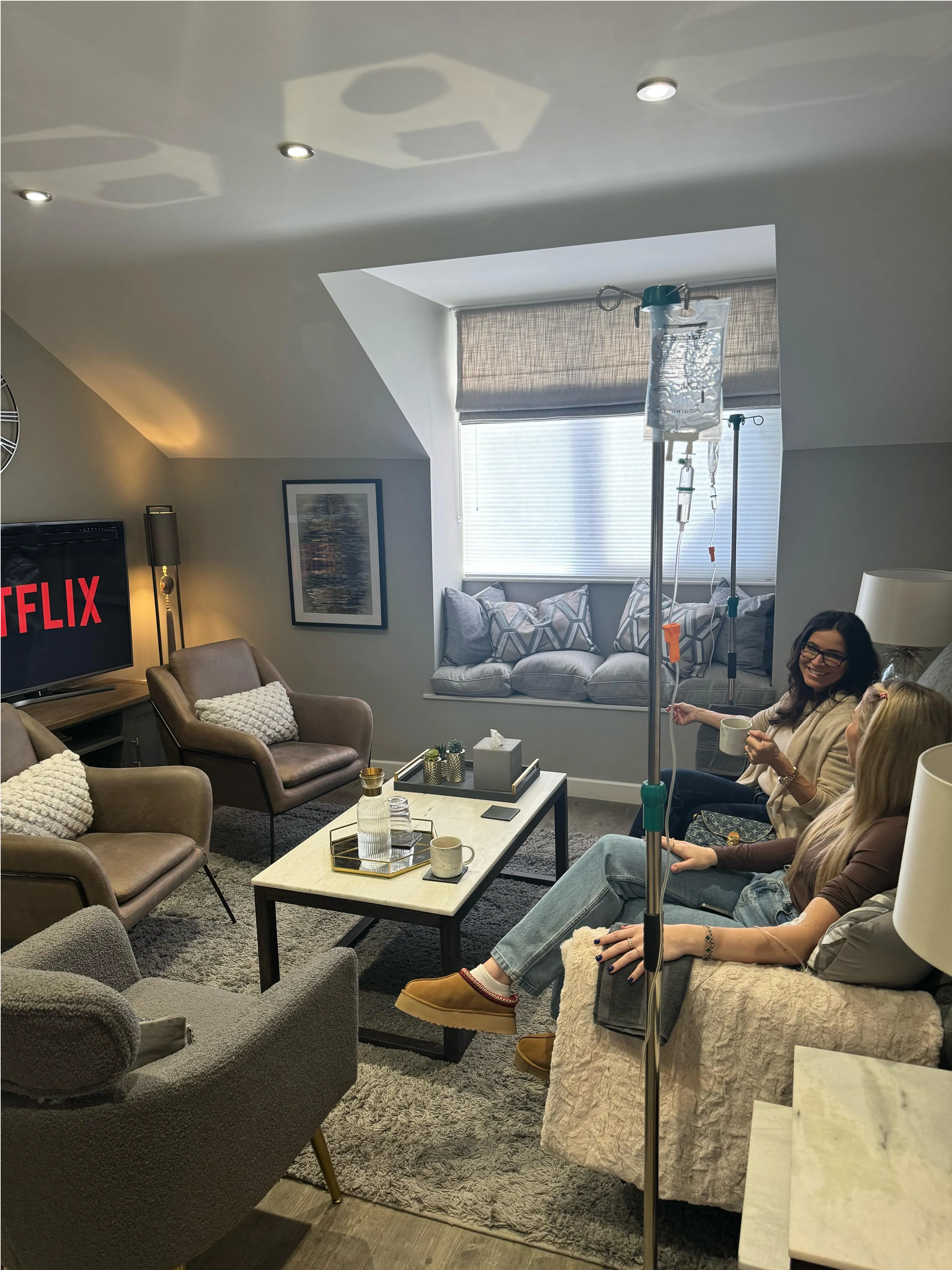 Inside our studio watching Netflix during Iv treatment