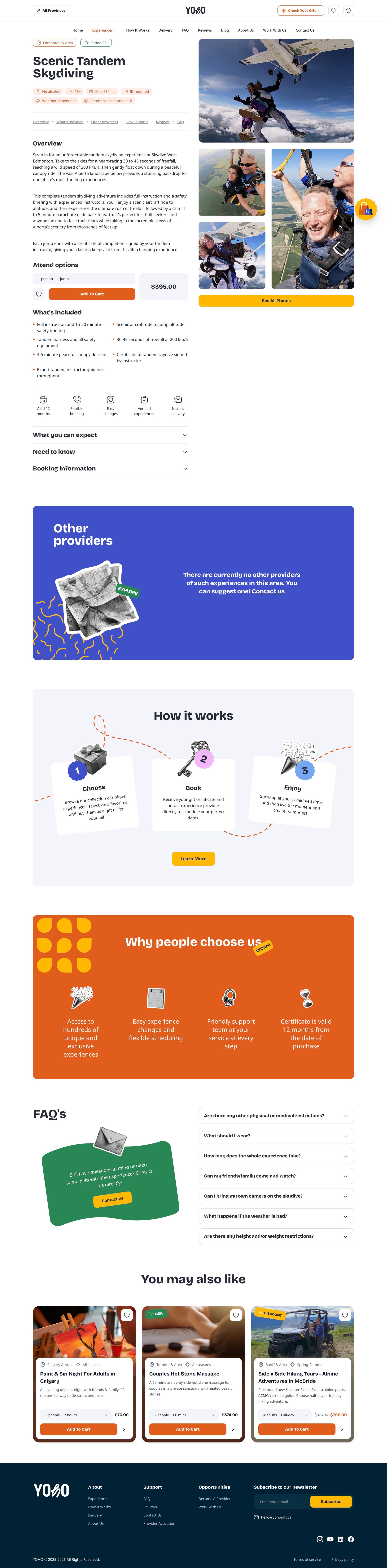 An example of an Experience Details page