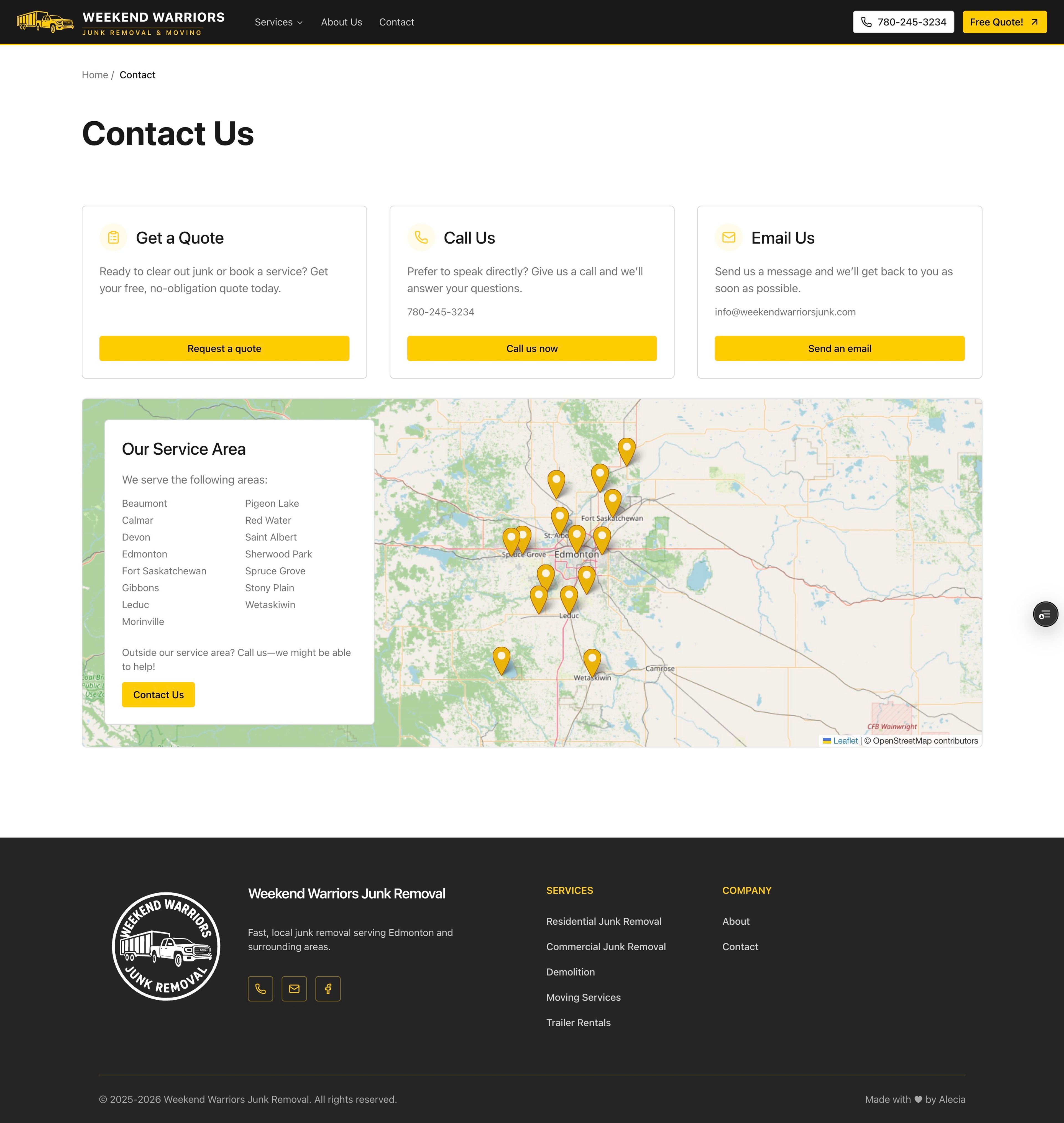 The new contact page