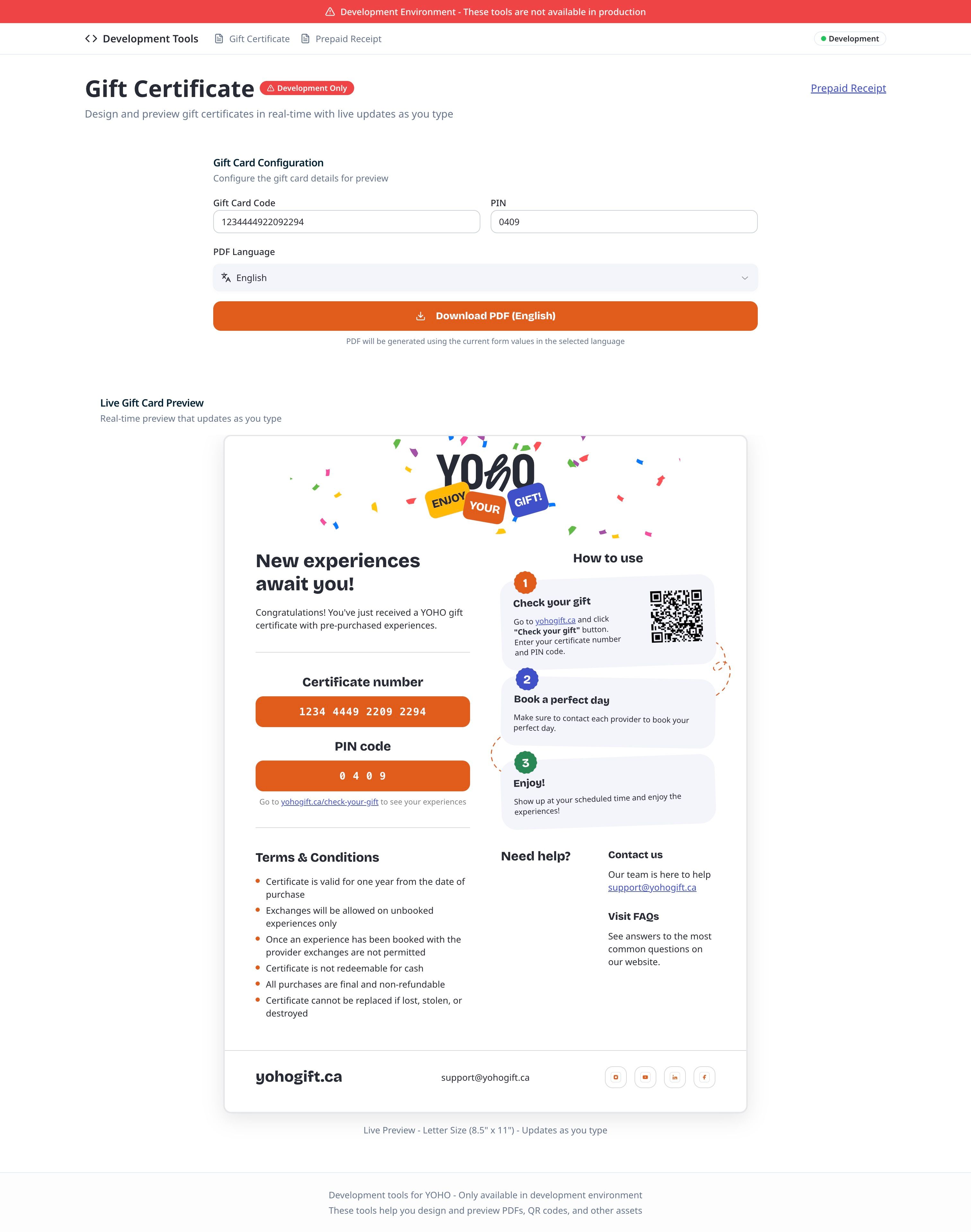 Dev tool for previewing gift certificates that are generated using HTML