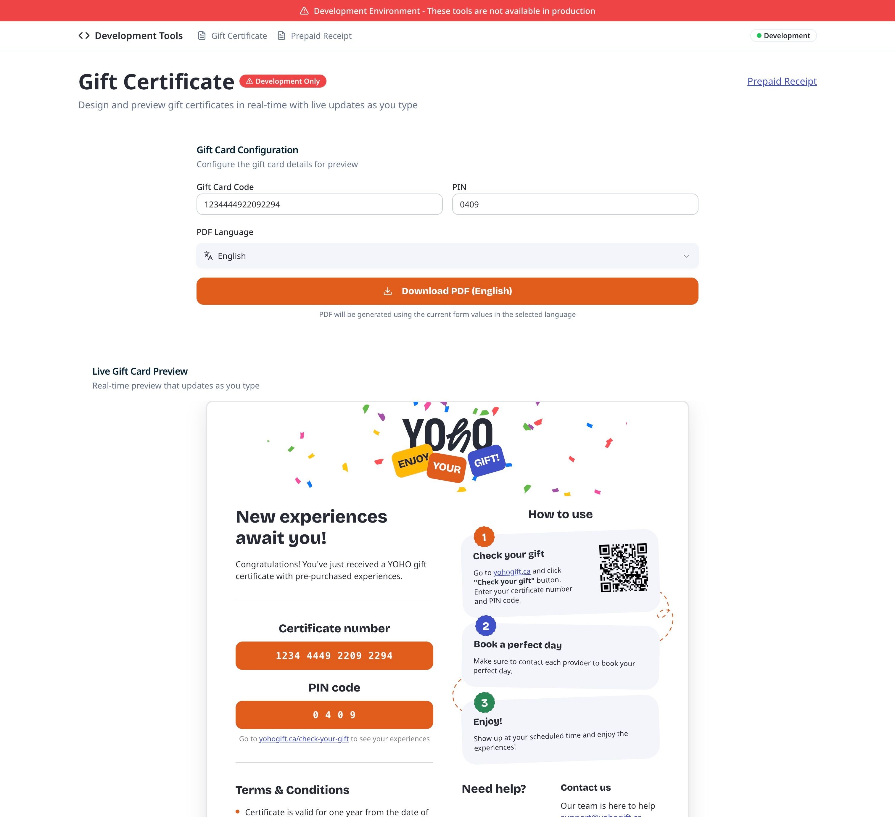 Dev tool for previewing gift certificates that are generated using HTML