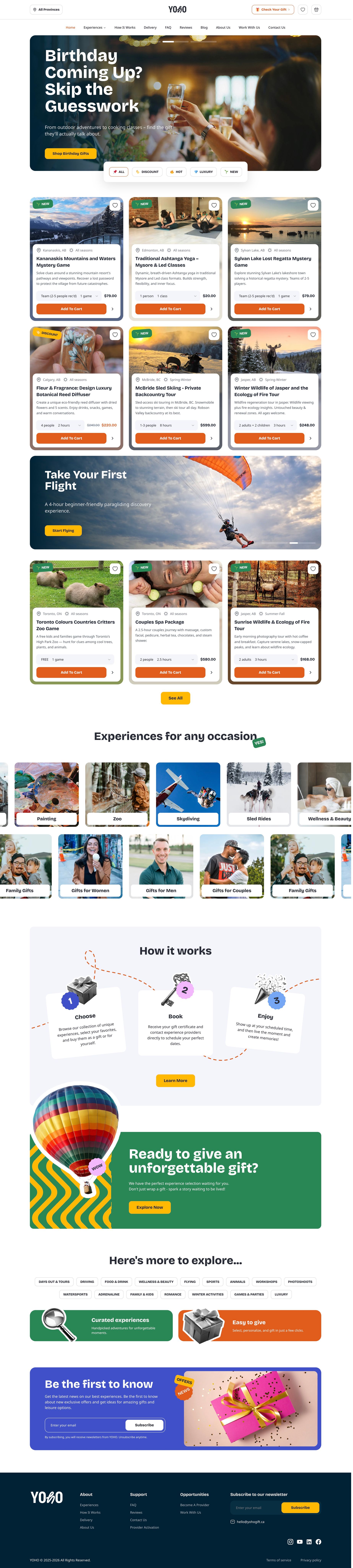 Landing page of YOHO Gifts
