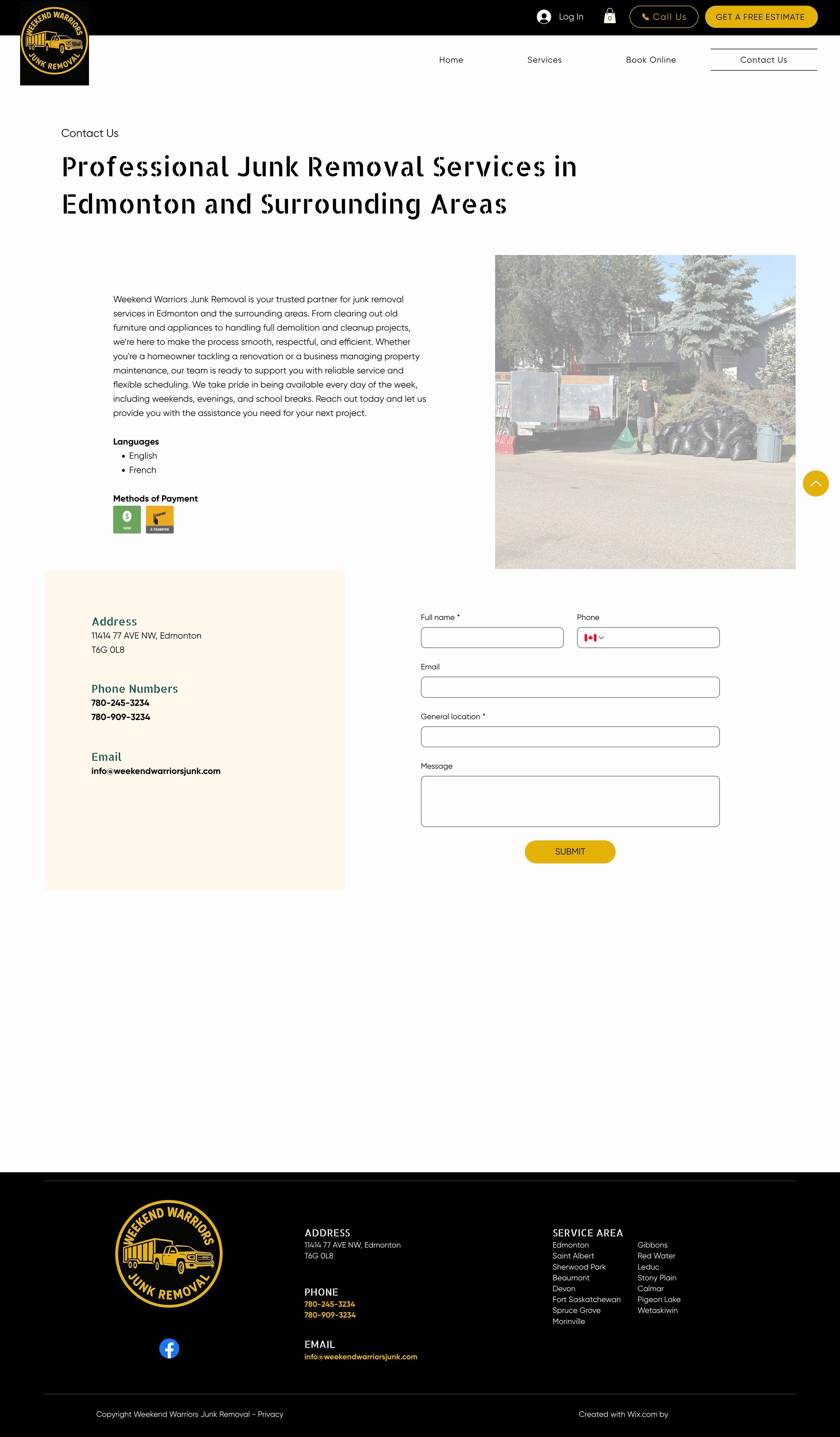 The old contact page
