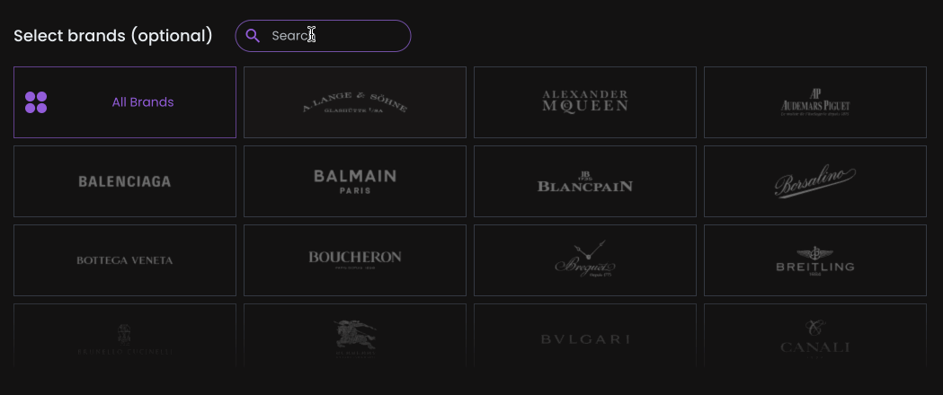 A demonstration of the brand filter