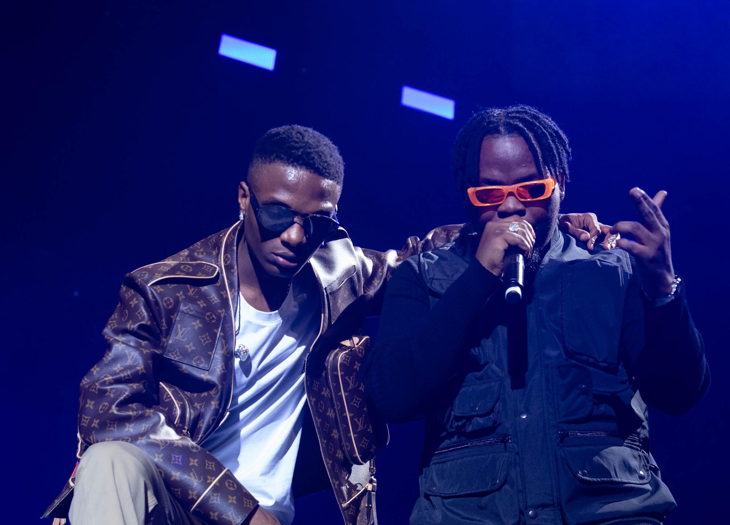 London, United Kingdom. 19th October 2019. Wizkid & Olamide performing live at starboy fest at The 02 Arena. Photographed by Michael Tubes