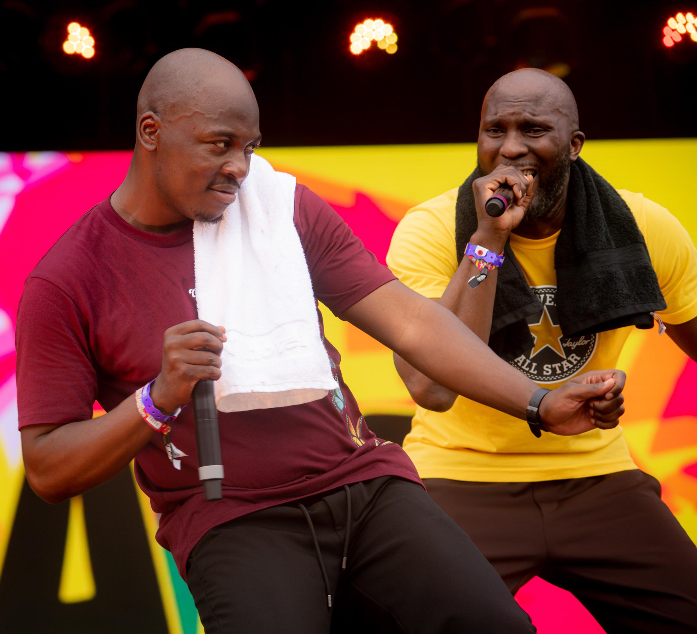 London, United Kingdom. 28th August 2021. Shope Olajide & Eddie Kadi entertaining fans during Yam Festival. Photographed by Michael Tubes