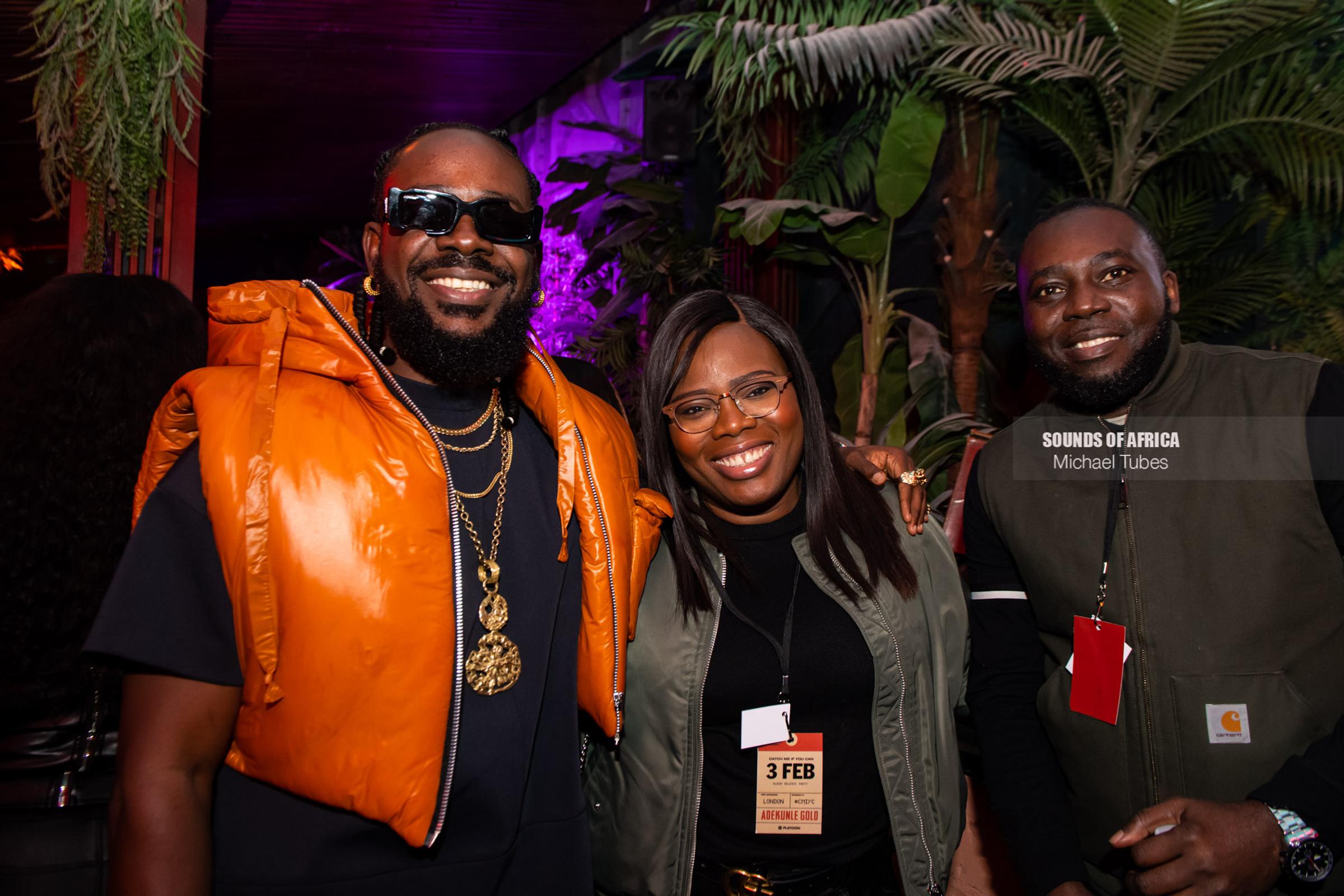 London, UK. 3rd February 2022. Abi Phoenix and Tunde Phoenix attends at Adekunle Gold’s ‘Catch Me If You Can’ album listening party. Photographed by Michael Tubes